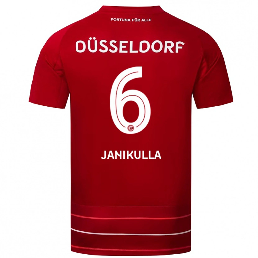 Danxen Dame Julius Janikulla #6 Rød Hvit Hjemmetrøye Drakt Trøye 2025/26 Skjorter T-Skjorte