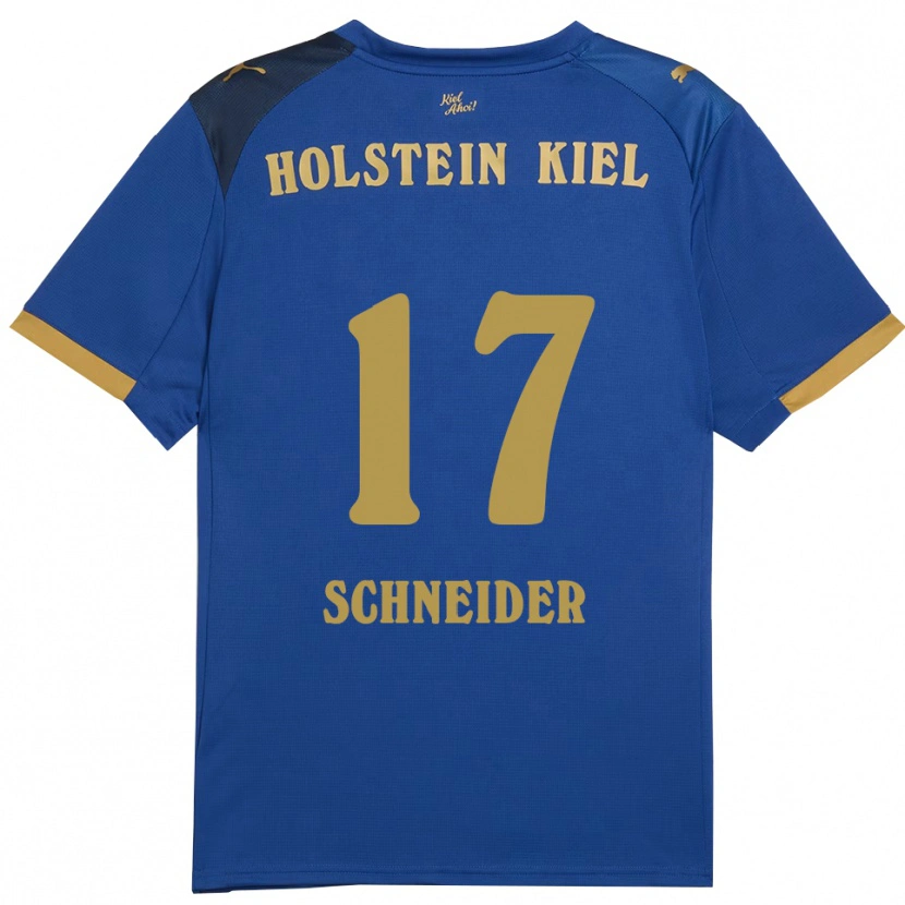 Danxen Dame Aaron Schneider #17 Blå Gull Hjemmetrøye Drakt Trøye 2025/26 Skjorter T-Skjorte
