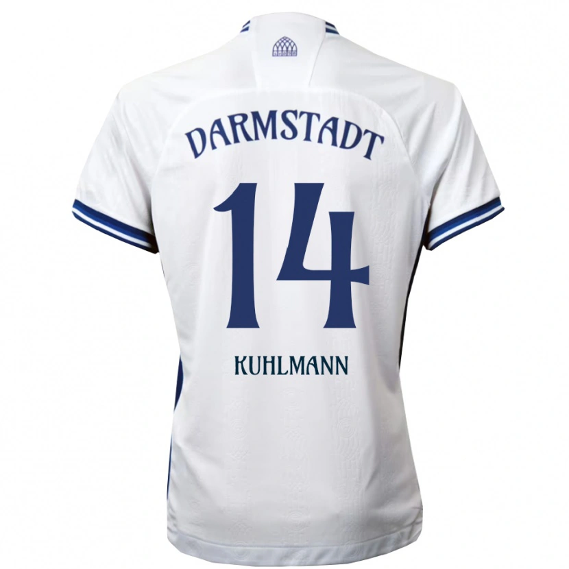 Danxen Dame Marcel Kuhlmann #14 Hvit Blå Bortetrøye Drakt Trøye 2025/26 Skjorter T-Skjorte
