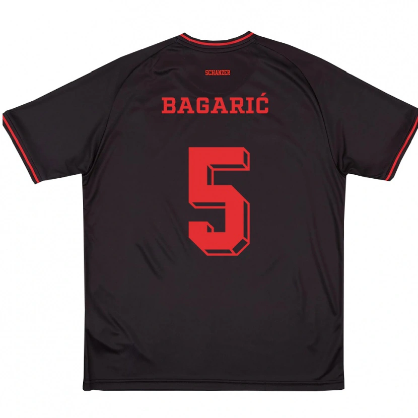 Danxen Dame Tomislav Bagarić #5 Svart Rød Hvit Bortetrøye Drakt Trøye 2025/26 Skjorter T-Skjorte