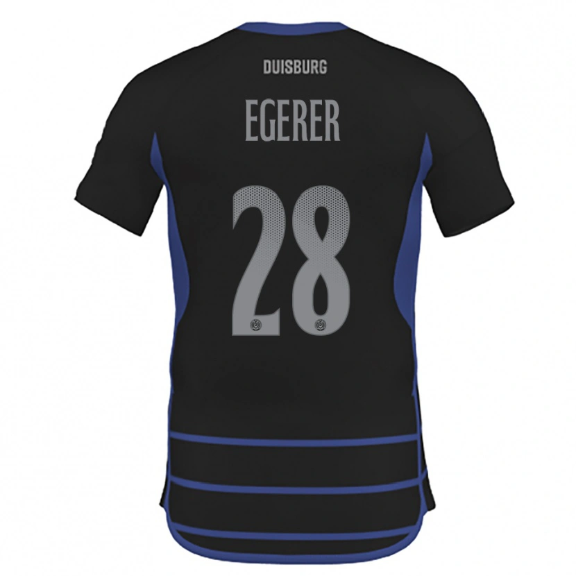 Danxen Dame Florian Egerer #28 Svart Blå Bortetrøye Drakt Trøye 2025/26 Skjorter T-Skjorte