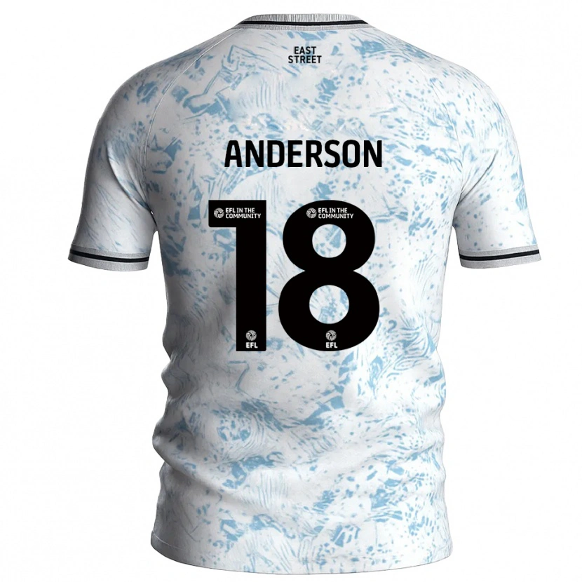 Danxen Barn Karoy Anderson #18 Hvit Himmelsblå Bortetrøye Drakt Trøye 2025/26 Skjorter T-Skjorte