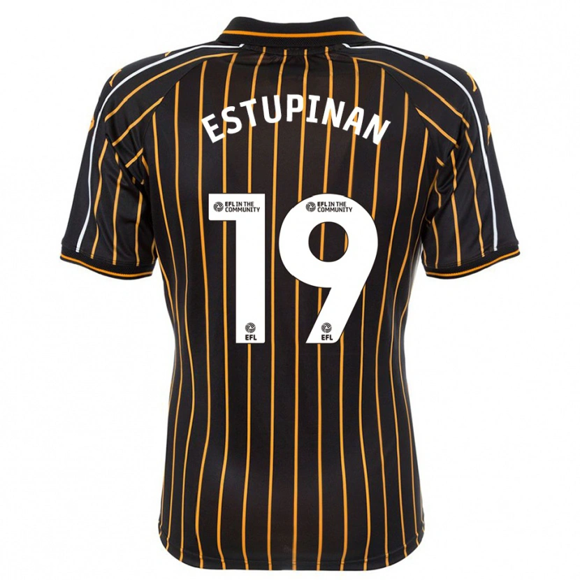 Danxen Barn Óscar Estupiñán #19 Hvit Svart Bortetrøye Drakt Trøye 2025/26 Skjorter T-Skjorte