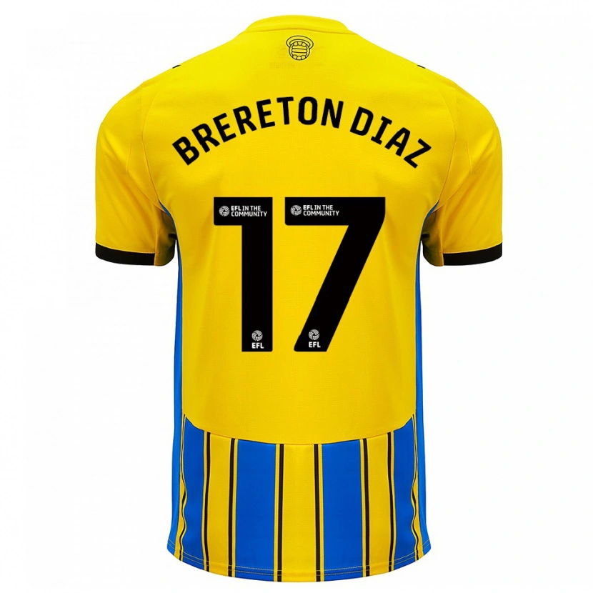 Danxen Barn Ben Brereton Díaz #17 Blå Gul Bortetrøye Drakt Trøye 2025/26 Skjorter T-Skjorte