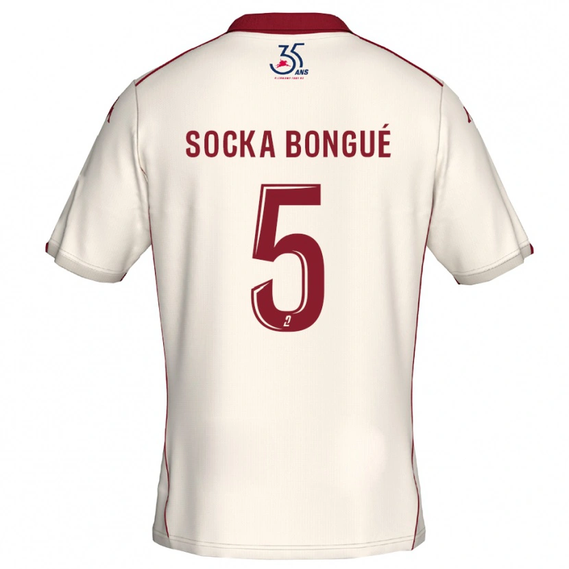 Danxen Barn Loïc Socka Bongué #5 Hvit Burgunder Bortetrøye Drakt Trøye 2025/26 Skjorter T-Skjorte