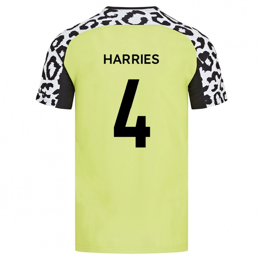 Danxen Mann Cian Harries #4 Fluorescerende Gul Hjemmetrøye Drakt Trøye 2025/26 Skjorter T-Skjorte