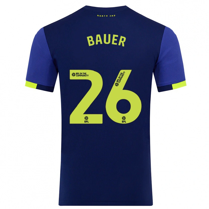 Danxen Mann Patrick Bauer #26 Marine Gul Bortetrøye Drakt Trøye 2025/26 Skjorter T-Skjorte