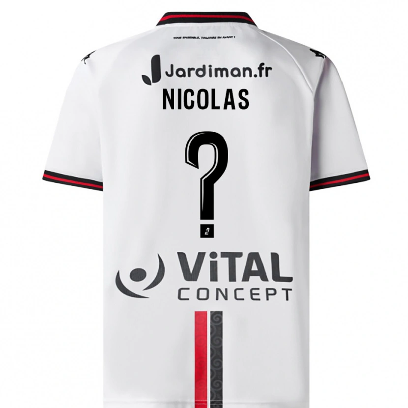 Danxen Mann Corentin Nicolas #0 Hvit Rød Bortetrøye Drakt Trøye 2025/26 Skjorter T-Skjorte