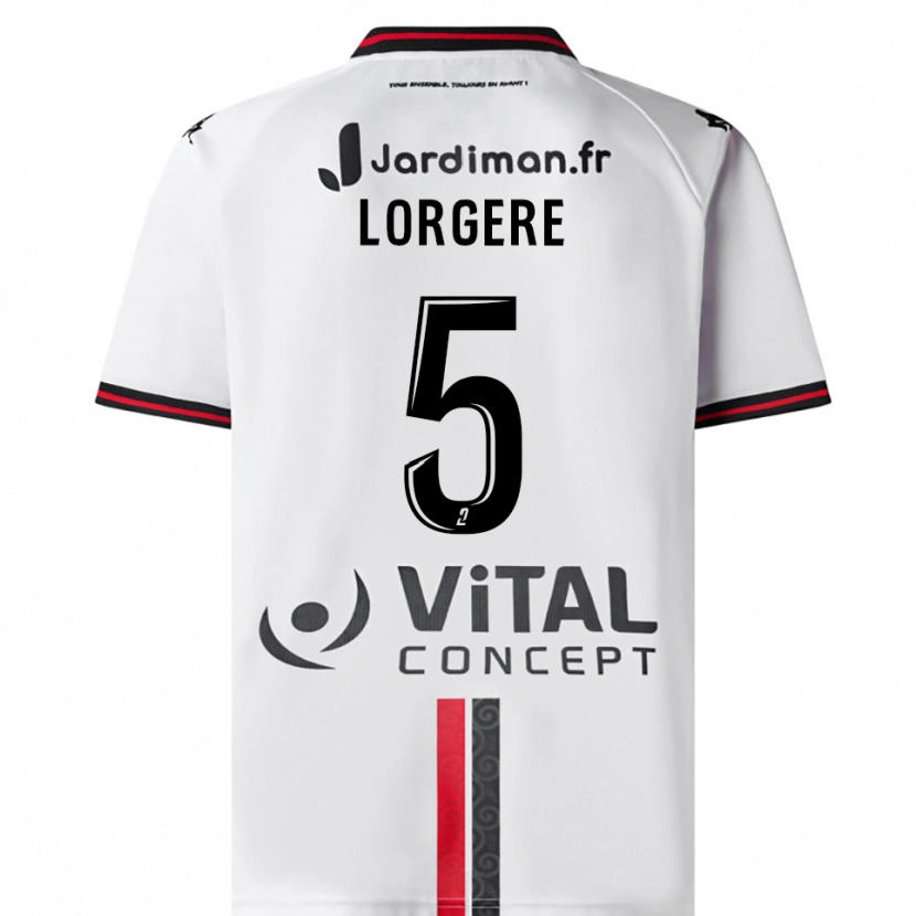 Danxen Mann Charlotte Lorgere #5 Hvit Rød Bortetrøye Drakt Trøye 2025/26 Skjorter T-Skjorte