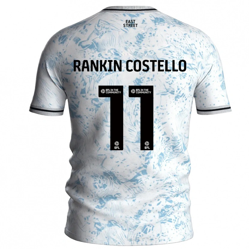 Danxen Dame Joe Rankin-Costello #11 Hvit Himmelsblå Bortetrøye Drakt Trøye 2025/26 Skjorter T-Skjorte