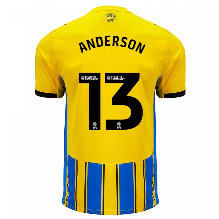 Danxen Dame Calum Anderson #13 Blå Gul Bortetrøye Drakt Trøye 2025/26 Skjorter T-Skjorte