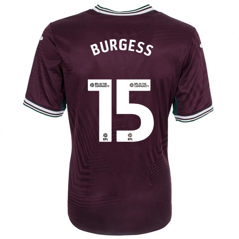 Danxen Dame Cameron Burgess #15 Rustrød Hvit Bortetrøye Drakt Trøye 2025/26 Skjorter T-Skjorte