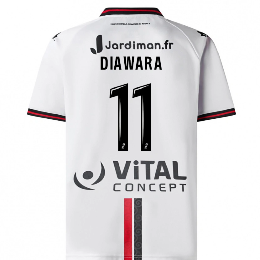 Danxen Dame Mamadou Diawara #11 Hvit Rød Bortetrøye Drakt Trøye 2025/26 Skjorter T-Skjorte