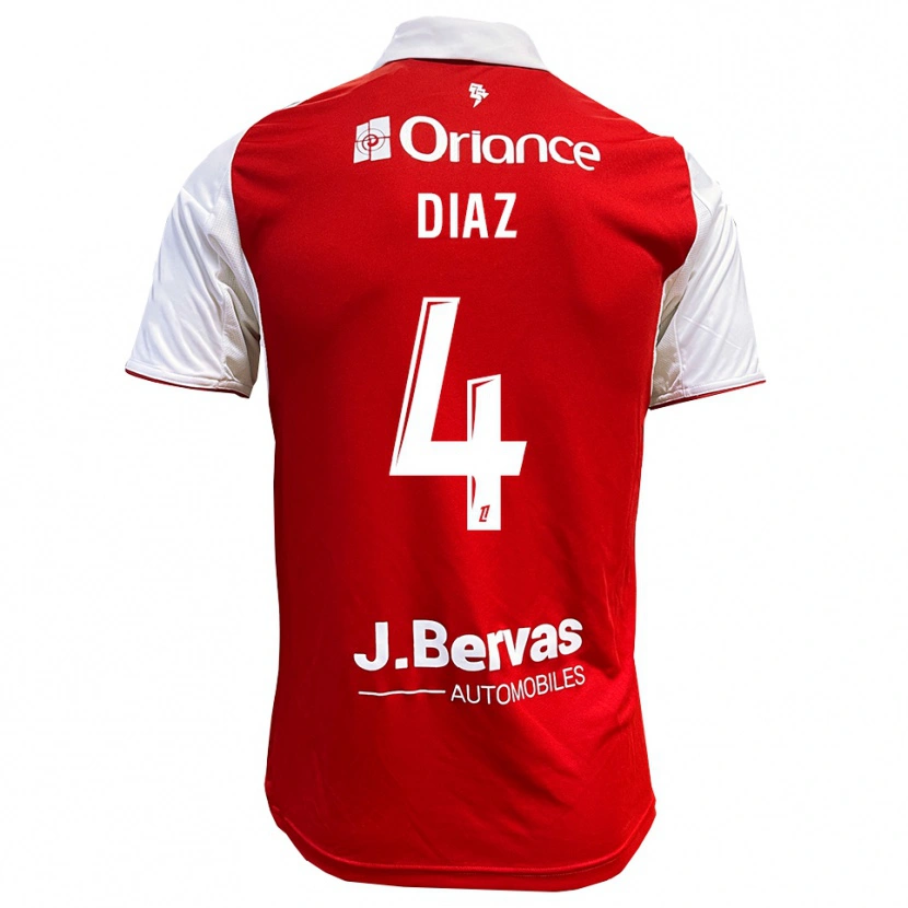 Danxen Barn Junior Diaz #4 Rød Hvit Hjemmetrøye Drakt Trøye 2025/26 Skjorter T-Skjorte