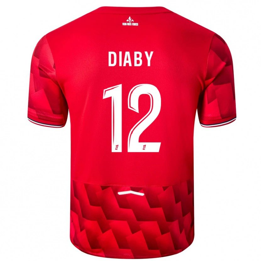 Danxen Barn Bafodé Diaby #12 Rød Hvit Hjemmetrøye Drakt Trøye 2025/26 Skjorter T-Skjorte