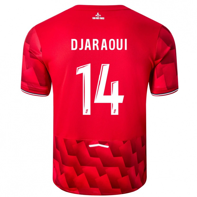 Danxen Barn Mehdi Djaraoui #14 Rød Hvit Hjemmetrøye Drakt Trøye 2025/26 Skjorter T-Skjorte