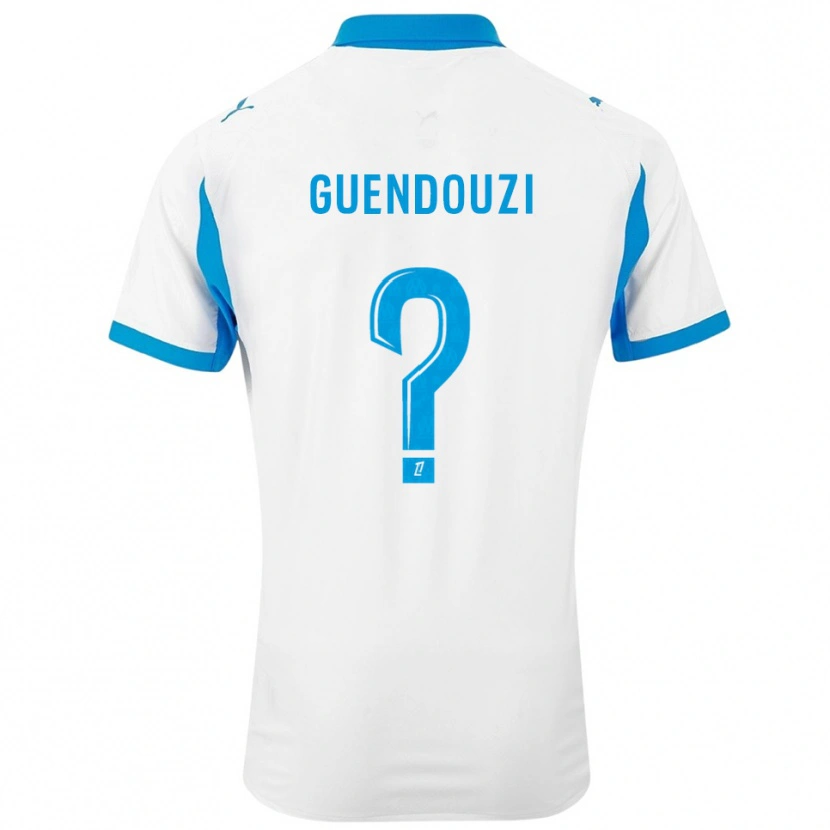 Danxen Barn Milan Guendouzi #0 Hvit Lyseblå Hjemmetrøye Drakt Trøye 2025/26 Skjorter T-Skjorte