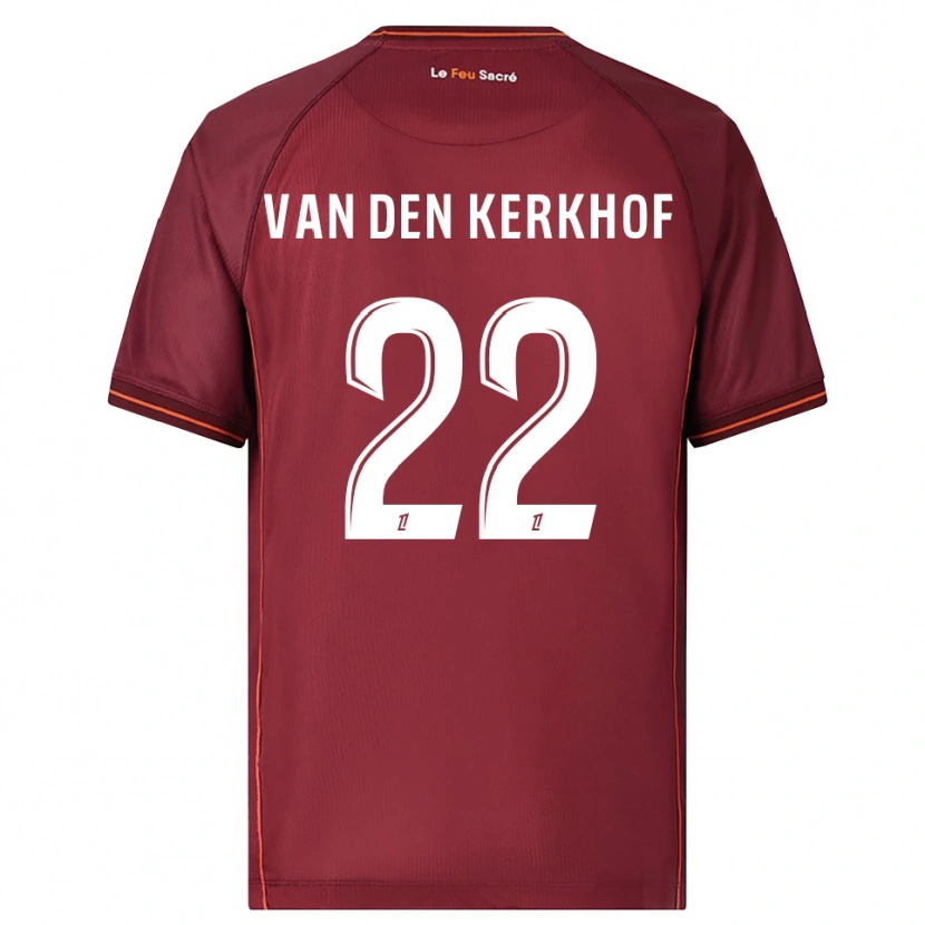 Danxen Barn Kevin Van Den Kerkhof #22 Burgunder Hvit Hjemmetrøye Drakt Trøye 2025/26 Skjorter T-Skjorte