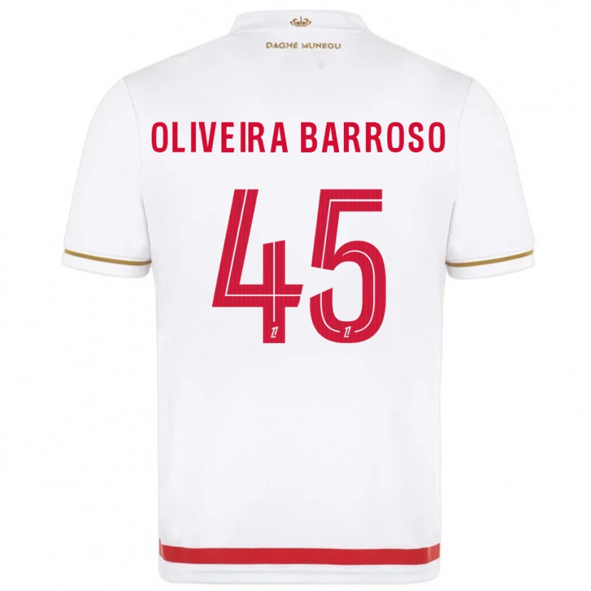 Danxen Barn Mickael Oliveira Barroso #45 Rød Hvit Hjemmetrøye Drakt Trøye 2025/26 Skjorter T-Skjorte