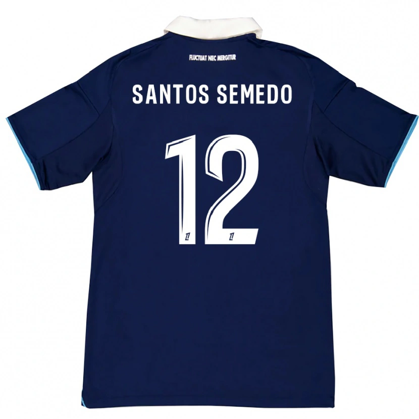Danxen Barn Ilyes Dos Santos Semedo #12 Mørkeblå Hvit Hjemmetrøye Drakt Trøye 2025/26 Skjorter T-Skjorte
