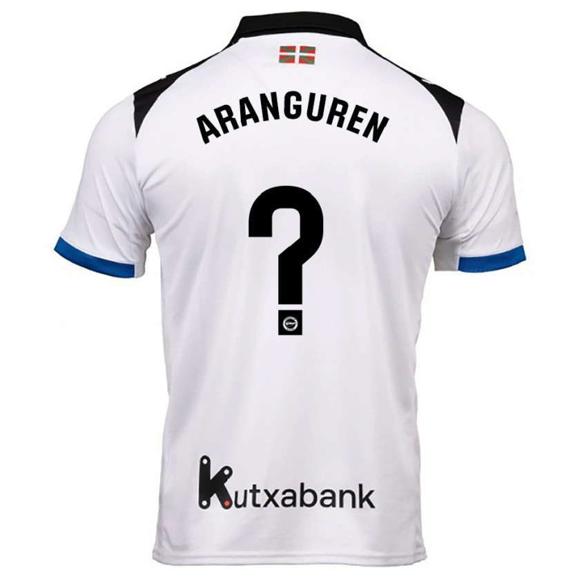 Danxen Barn Aitor Aranguren #0 Hvit Blå Bortetrøye Drakt Trøye 2025/26 Skjorter T-Skjorte