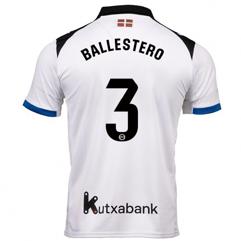 Danxen Barn Carlos Ballestero #3 Hvit Blå Bortetrøye Drakt Trøye 2025/26 Skjorter T-Skjorte