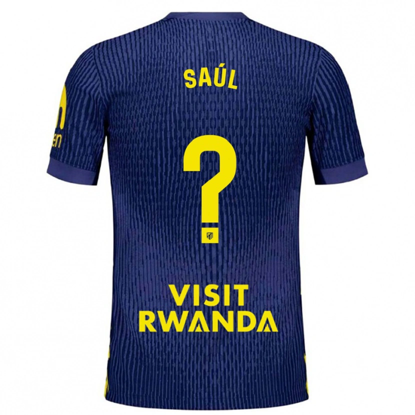 Danxen Barn Saúl Fernández #0 Marineblå Gul Bortetrøye Drakt Trøye 2025/26 Skjorter T-Skjorte