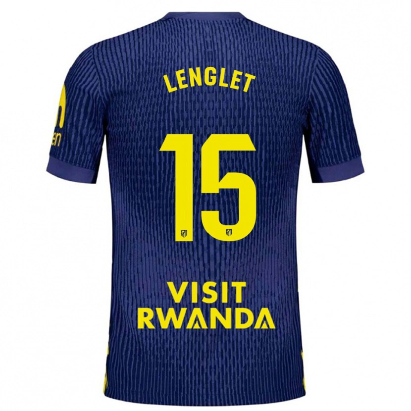 Danxen Barn Clément Lenglet #15 Marineblå Gul Bortetrøye Drakt Trøye 2025/26 Skjorter T-Skjorte