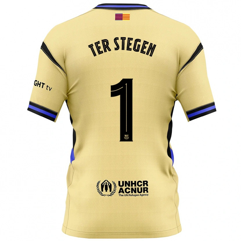 Danxen Barn Marc-André Ter Stegen #1 Gul Svart Bortetrøye Drakt Trøye 2025/26 Skjorter T-Skjorte