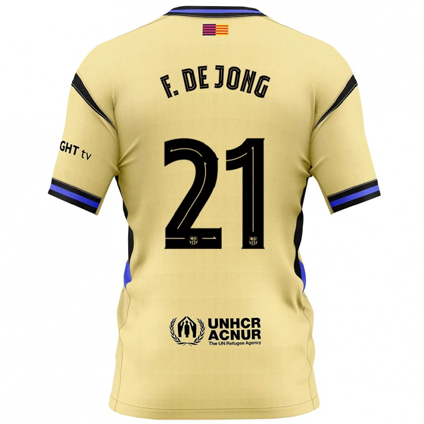 Danxen Barn Frenkie De Jong #21 Gul Svart Bortetrøye Drakt Trøye 2025/26 Skjorter T-Skjorte