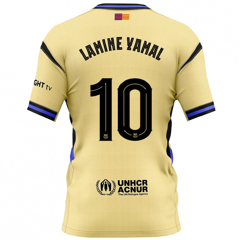 Danxen Barn Lamine Yamal #10 Gul Svart Bortetrøye Drakt Trøye 2025/26 Skjorter T-Skjorte