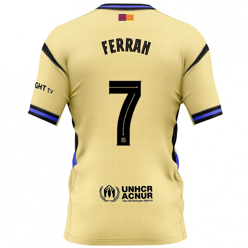 Danxen Barn Ferran Torres #7 Gul Svart Bortetrøye Drakt Trøye 2025/26 Skjorter T-Skjorte