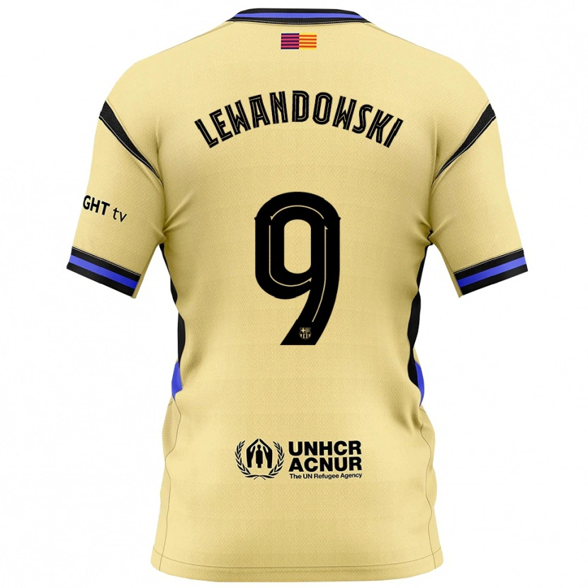 Danxen Barn Robert Lewandowski #9 Gul Svart Bortetrøye Drakt Trøye 2025/26 Skjorter T-Skjorte