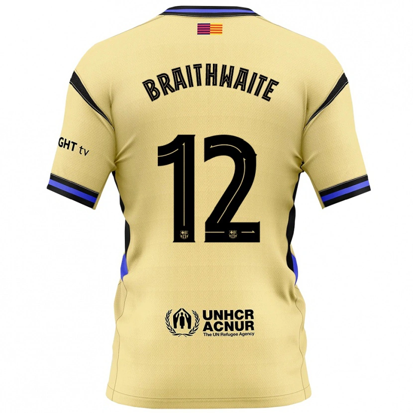 Danxen Barn Martin Braithwaite #12 Gul Svart Bortetrøye Drakt Trøye 2025/26 Skjorter T-Skjorte