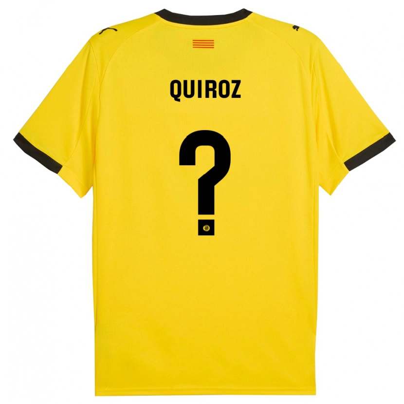 Danxen Barn Alejandro Quiroz #0 Gul Svart Bortetrøye Drakt Trøye 2025/26 Skjorter T-Skjorte