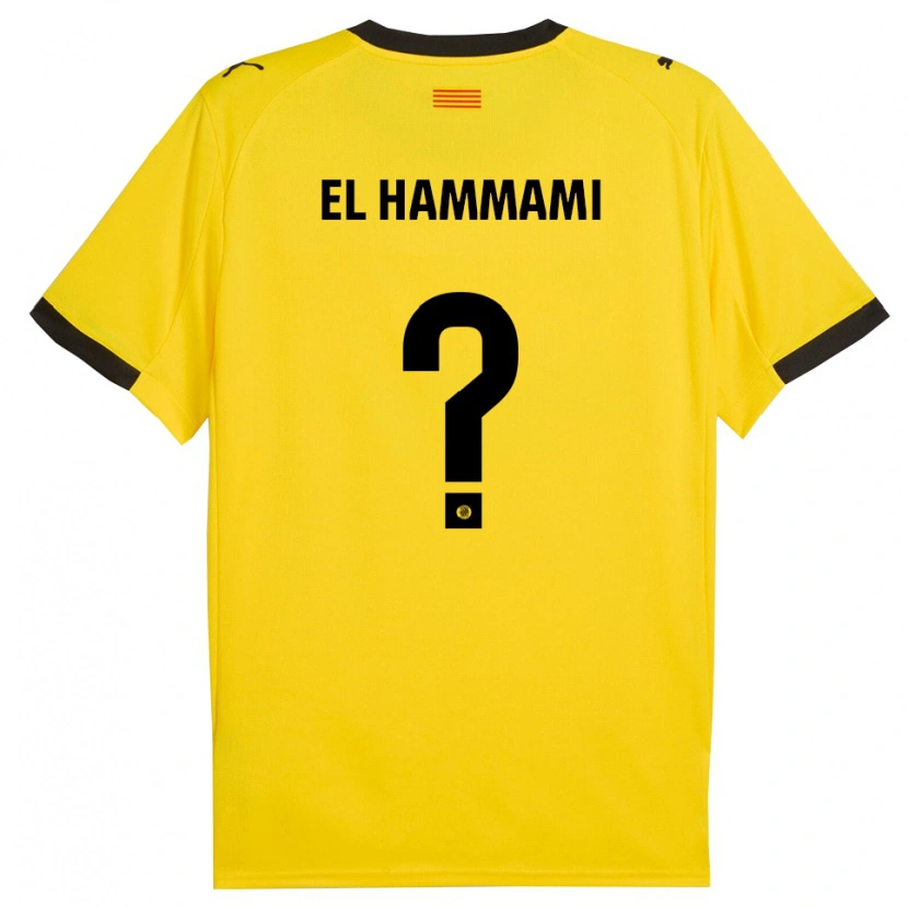 Danxen Barn Ayoub El Hammami #0 Gul Svart Bortetrøye Drakt Trøye 2025/26 Skjorter T-Skjorte