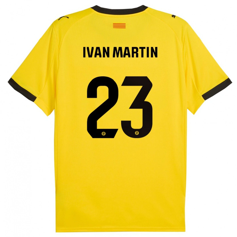 Danxen Barn Iván Martín #23 Gul Svart Bortetrøye Drakt Trøye 2025/26 Skjorter T-Skjorte