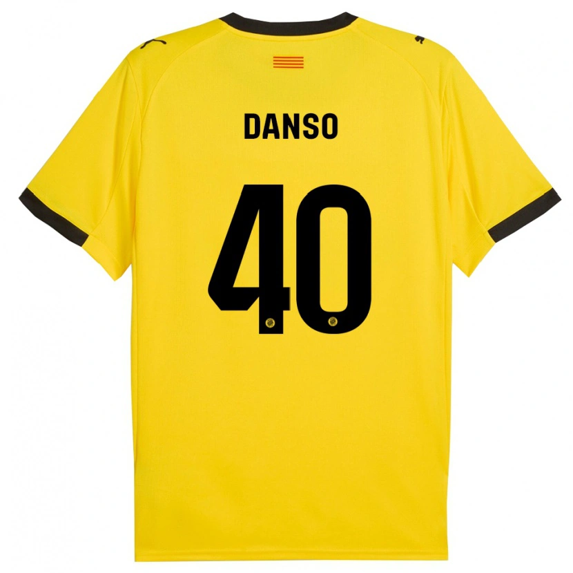 Danxen Barn Jordi Danso #40 Gul Svart Bortetrøye Drakt Trøye 2025/26 Skjorter T-Skjorte