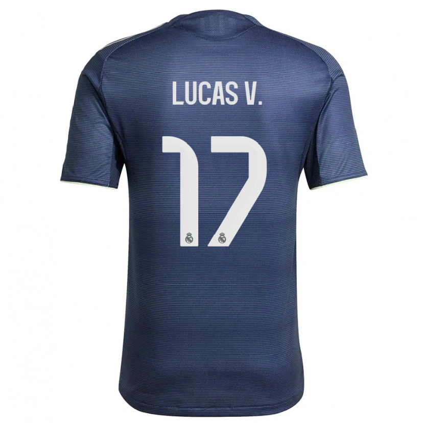 Danxen Barn Lucas Vazquez #17 Marineblå Sølv Bortetrøye Drakt Trøye 2025/26 Skjorter T-Skjorte