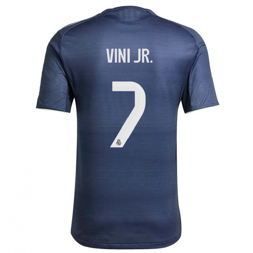 Danxen Barn Vinicius Junior #7 Marineblå Sølv Bortetrøye Drakt Trøye 2025/26 Skjorter T-Skjorte