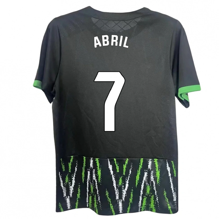 Danxen Barn Abril Pazos Amores #7 Svart Grønn Bortetrøye Drakt Trøye 2025/26 Skjorter T-Skjorte