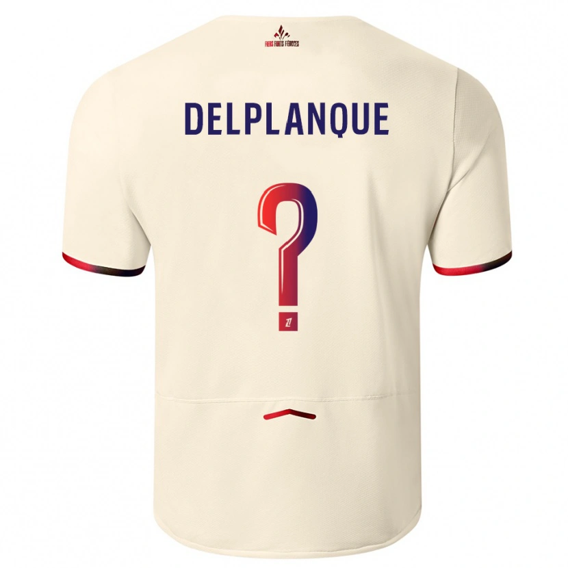 Danxen Barn Gaël Delplanque #0 Off-White Rød Bortetrøye Drakt Trøye 2025/26 Skjorter T-Skjorte