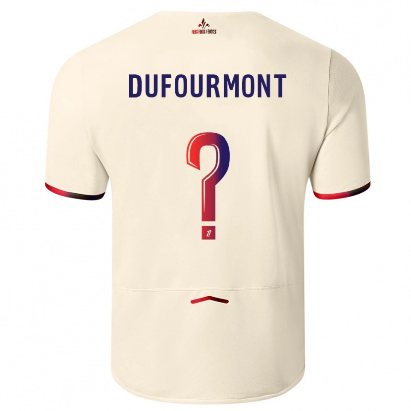 Danxen Barn Eléa Dufourmont #0 Off-White Rød Bortetrøye Drakt Trøye 2025/26 Skjorter T-Skjorte