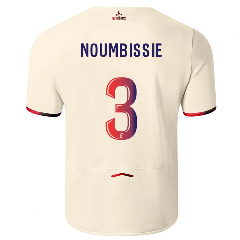Danxen Barn Stéphane Noumbissie #3 Off-White Rød Bortetrøye Drakt Trøye 2025/26 Skjorter T-Skjorte