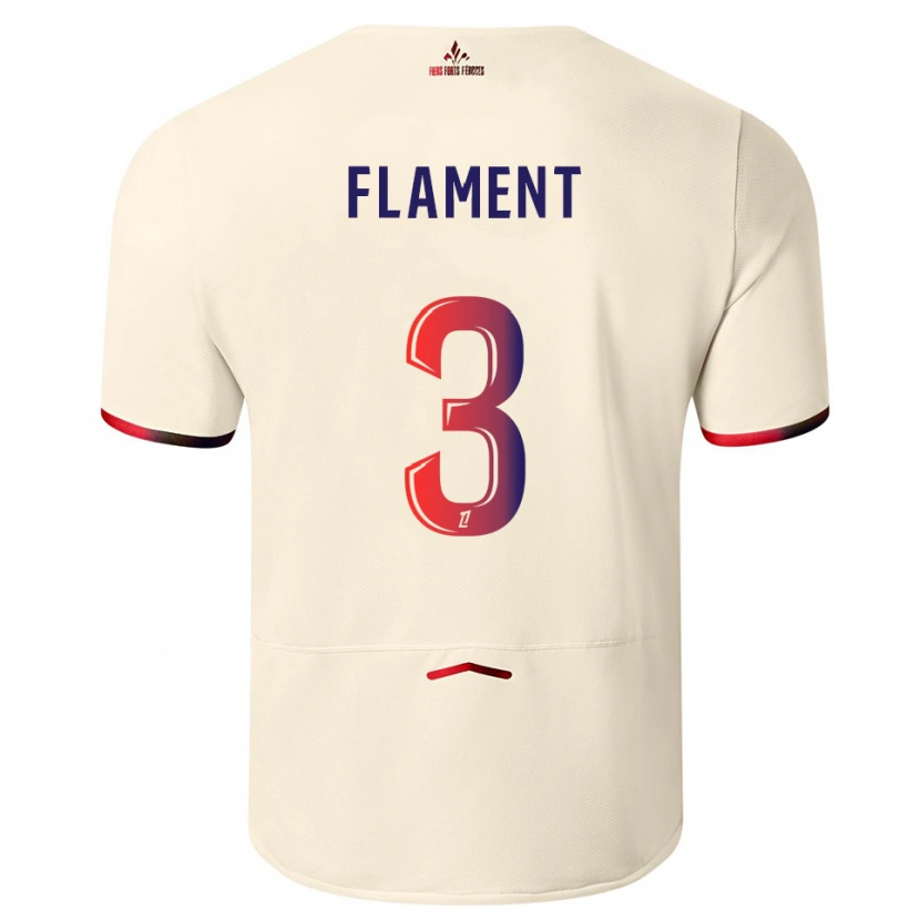 Danxen Barn Corentin Flament #3 Off-White Rød Bortetrøye Drakt Trøye 2025/26 Skjorter T-Skjorte