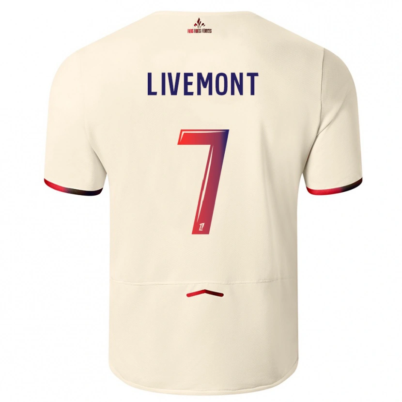 Danxen Barn Antoine Livemont #7 Off-White Rød Bortetrøye Drakt Trøye 2025/26 Skjorter T-Skjorte