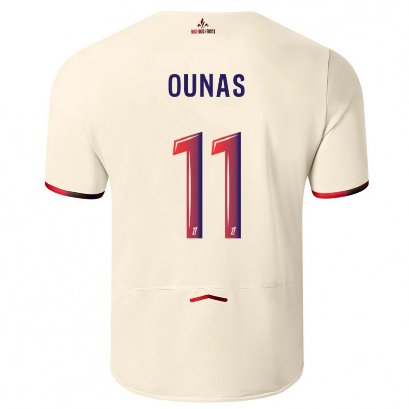 Danxen Barn Adam Ounas #11 Off-White Rød Bortetrøye Drakt Trøye 2025/26 Skjorter T-Skjorte