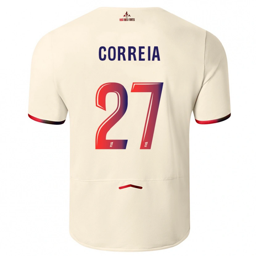 Danxen Barn Félix Correia #27 Off-White Rød Bortetrøye Drakt Trøye 2025/26 Skjorter T-Skjorte