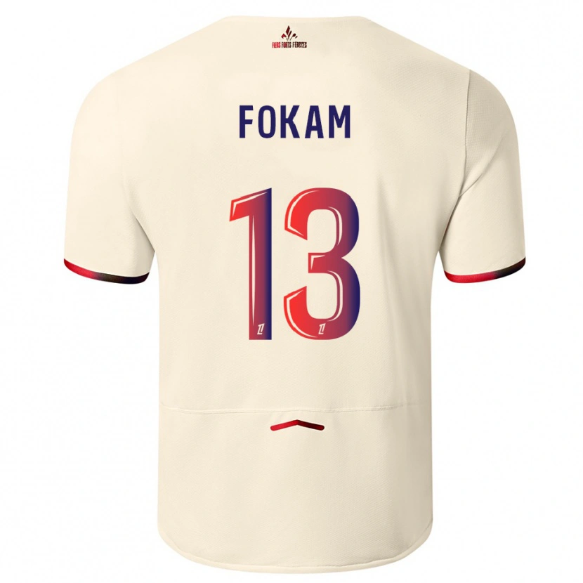 Danxen Barn Ulrich Fokam #13 Off-White Rød Bortetrøye Drakt Trøye 2025/26 Skjorter T-Skjorte