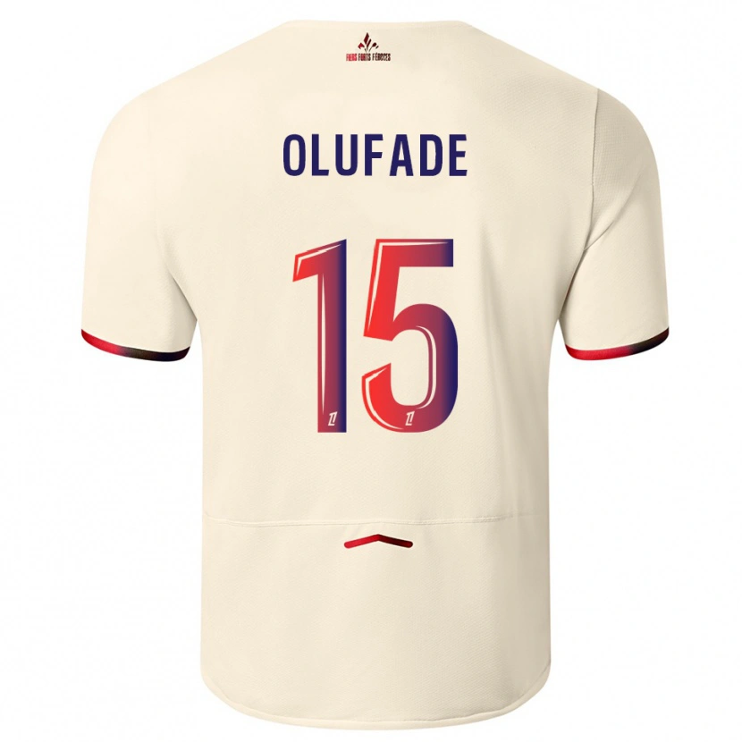 Danxen Barn Kingsley Olufade #15 Off-White Rød Bortetrøye Drakt Trøye 2025/26 Skjorter T-Skjorte